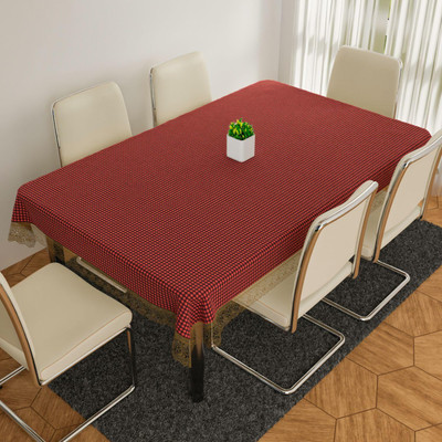 KUBER INDUSTRIES Self Design 6 Seater Table Cover(Maroon, PVC (Polyvinyl Chloride))