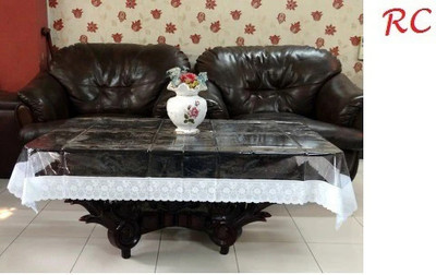 lala hathrasi Solid 2 Seater Table Cover(White, PVC)