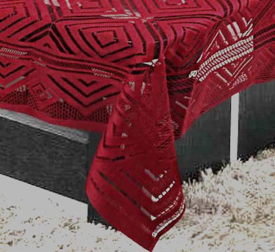 Shri Ganesh Handloom Geometric 6 Seater Table Cover(Maroon, Polyester)