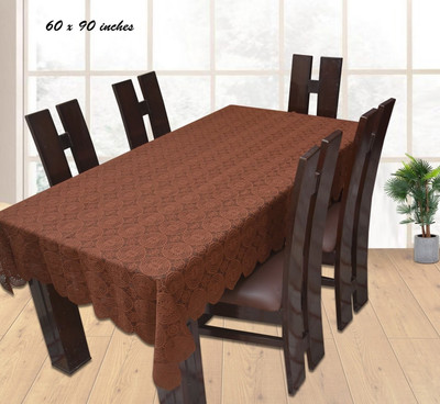 Abhsand Self Design 6 Seater Table Cover(Brown, Cotton)