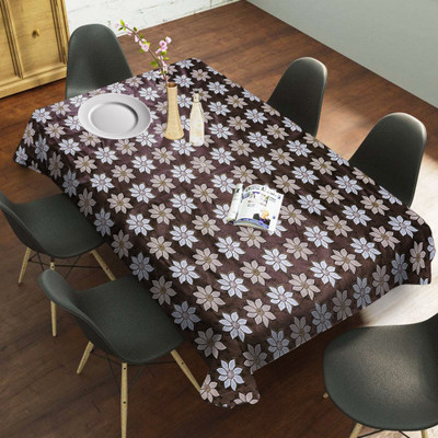 CoverMates Floral 6 Seater Table Cover(Brown, Polyester)