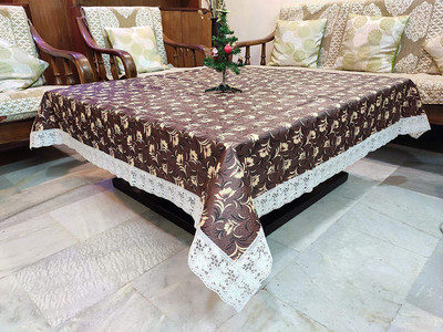 Mopak Decor PVC 6 Seater Floral Table Cover(Brown, Pack of 2)