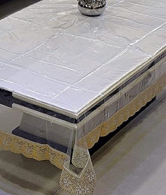 RMDecor PVC, Plastic 4 Seater Self Design, Solid Table Cover(Gold)