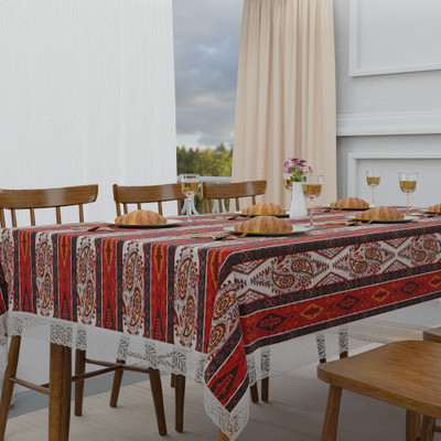 KUBER INDUSTRIES Self Design 6 Seater Table Cover(Brown, PVC)