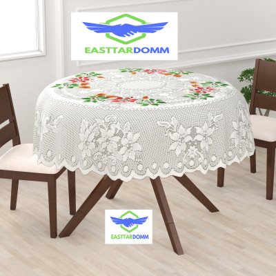 EASTTARDOMM Cotton 2 Seater Floral Table Cover(Light Green (Small) Net Cloth)
