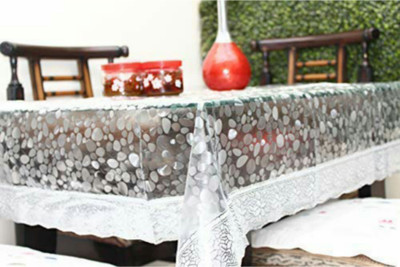 H K TRADERs Self Design 2 Seater Table Cover(White, 3D, PVC)