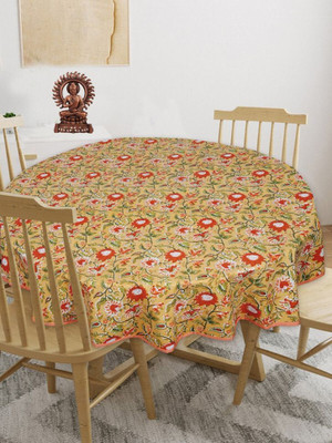 Texstylers Cotton 6 Seater Printed Table Cover(Orange Maroon)
