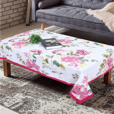 Texstylers Floral 4 Seater Table Cover(Pink White, Cotton)