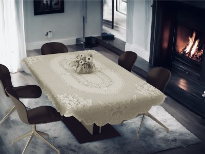 WiseHome Floral 6 Seater Table Cover(Beige, Cotton)