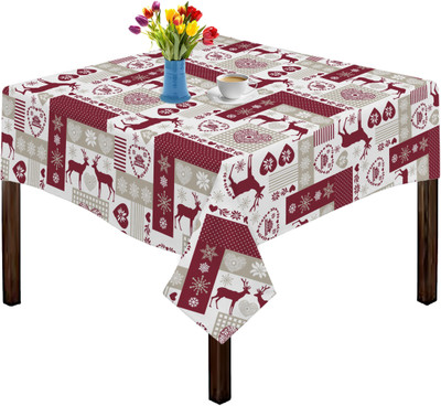 OASIS Printed 2 Seater Table Cover(Red 1, Cotton)