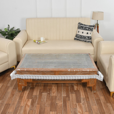 A CUBE LUXURY SOLUTIONS Floral 4 Seater Table Cover(White, PVC)