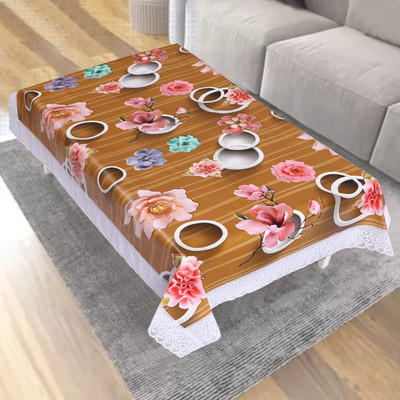 Dakshya Industries Printed 6 Seater Table Cover(Orange, PVC)
