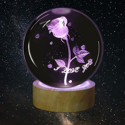 Gitesh 3D i love you ball 7 color light with remote Night Lamp(8 cm, Multicolor)