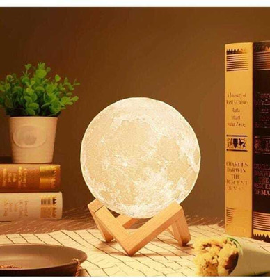 RFP 3D USB Rechargeable Moon Lamp light Color Changing Sensor Touch Crystal Ball Night Lamp(20 cm, White)