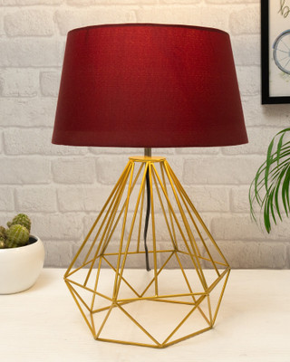 Homesake Metal Diamond Desk Table Lamp Light Bulb Decorative Bed Side Golden Light Red Table Lamp(53 cm, Red)