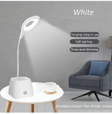 AKR Powerful Rechargeable Emergency lamp with Pen|Mobile Holder Desk Table Lamp(38 cm, White)