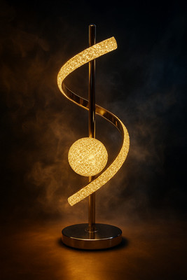 GiftzyDecor Modern Spiral Crystal LED Table Lamp – Luxury Home & Bedroom Décor Table Lamp(40 cm, Gold)