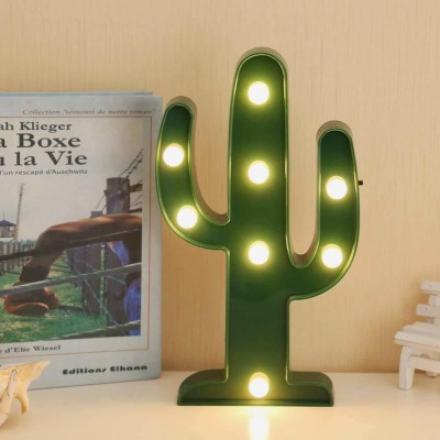 The Umbrella Store Cactus Night Light LED Marquee Sign-Baby Light pack of 1 Table Lamp(25 cm, Green)