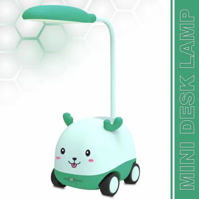Pick Ur Needs Rechargeable LED Desk Table For Kids with Sharpener Car Design Wheels Study Lamp(20 cm, Blue)