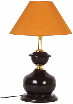 RSP Quality Bit Metal Conical Table Lamp with mustard shades (Pack of 1) Table Lamp(39.37 cm, Brown, Orange)