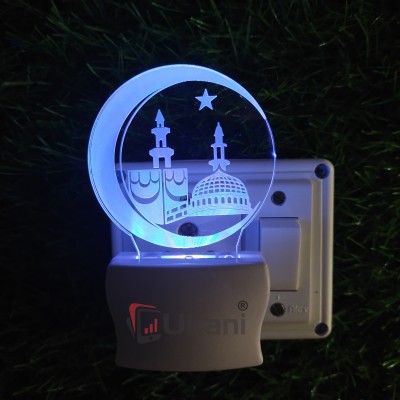 UKANI MAKKAH MADINA ROUND Acrylic 3D Illusion RGB 7 Colour Changing LED Plug and Play Night Lamp(6 cm, SD0075)