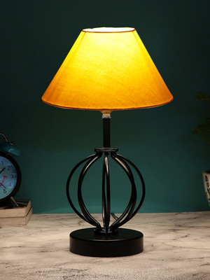 Devansh Yellow Cotton Table Lamp With Iron Base Table Lamp(37.4 cm, Yellow)