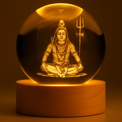 Trust Ware Lord Shiva 3D Crystal Ball LED Table Lamp – Decorative Night Light Gif Night Lamp(7.5 cm, Shiva)