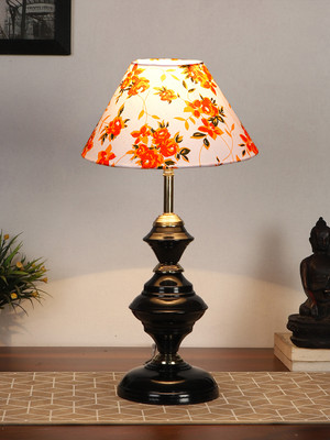 Devansh Multicolor Cotton Table Lamp With Iron Base Night Lamp(42.5 cm, White, Orange)