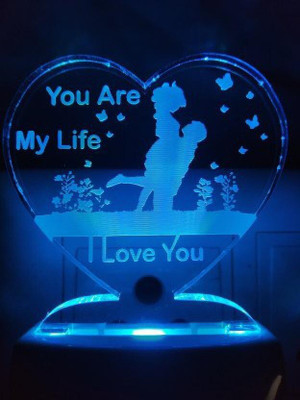 RPJ Trader Love You are my Life Couple Night Lamp with 7 Color Changing( Pack Of 1) Night Lamp(12 cm, Multicolor)