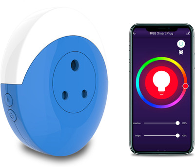 ELEPHANTBOAT Smart Plug with 6000K RGB Night Light, WiFi Power Plug Socket Compatible Night Lamp(4 cm, Blue)