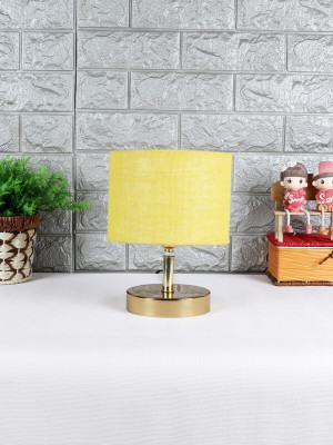 Devansh Metal table lamp with Yellow Jute Shade Night Lamp(30 cm, Yellow)