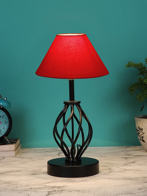 Devansh Red Cotton Table Lamp With Iron Base Table Lamp(37.4 cm, Red)