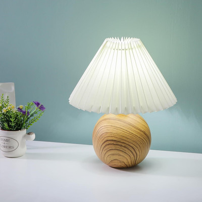 Ekhasa Ceramic Dimmable Bedside Lamp | Table Lamp with Fabric Shade | Table Lamp(28 cm, White, Brown)