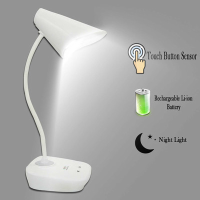 Waken LED Table Lamp Rechargeable Touch Button Brightness Control Study Lamp(30 cm, White)