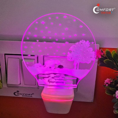Comfort Lighting Industries DECORATIVE 3D ILLUSION NIGHT LAMP Night Lamp(12 cm, White)