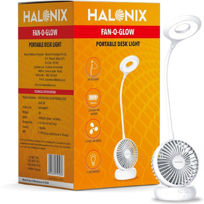 HALONIX Fan-o-Glow Study with Fan Study Lamp(20 cm, White)