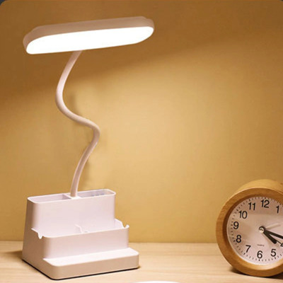 OneWish Multifunctional Table Lamp,Pen Storage, Mobile Phone Holder,Three Color Modes Study Lamp(33.8 cm, White)