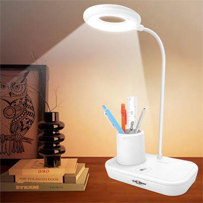Pick Ur Needs Rechargeable LED Desk Table Lamp Torch ON/ OFF With Pen Stand Night Desk Light Study Lamp(15 cm, White)