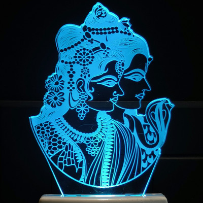 Talgo SHIV PARVATI Acrylic 3D Illusion RGB 7 Colour Changing LED Plug n Play Night Lamp(7 cm, nSD0168-SHIV PARVATI)