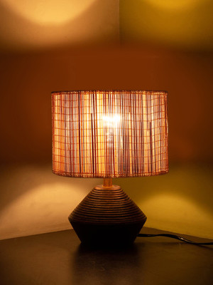 Devansh Bamboo Table Lamp With Wood Base -(7X12 Inches) Table Lamp(30.48 cm, Beige)