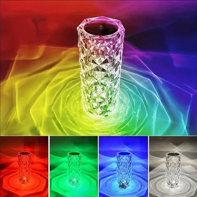 MANSAA Crystal Lamp,16 Color Changing Rose,USB Rechargeable Table Lamp Night Lamp(21 cm, Multicolor)
