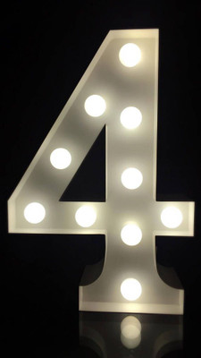 Midas luxe MARQUEE LED number 4 Table Lamp(21 cm, White)