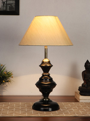 Devansh Off-White Cotton Table Lamp With Iron Base Night Lamp(42.5 cm, White, Beige)