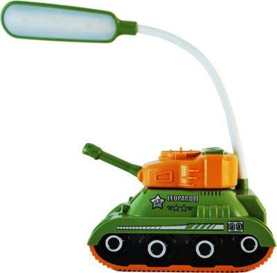 Gifteuo Army Tank Shaped Study Lamp with Pen Stand for Kids & Adults- Pack of 1 Table Lamp(25 cm, Multicolor)
