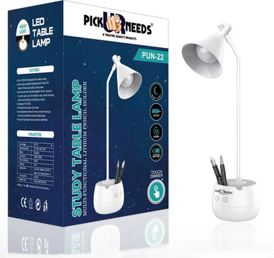 Pick Ur Needs Study Table/Desk Lamp Touch with Pen Holder Rechargeable Eye Protection Study Lamp(35 cm, White)