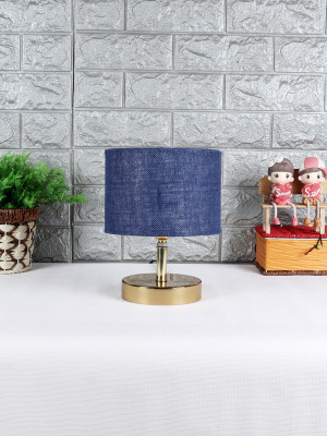 Devansh Metal table lamp with Blue Jute Shade Night Lamp(30 cm, Blue)