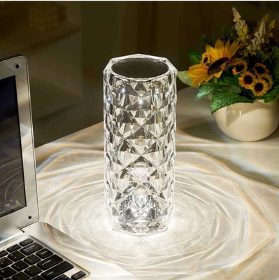 MKDYNASTY 3 Touch Diamond Crystal Lamp Crystal Rose Lamp 16 Color RGB Table Lamp Night Lamp(21.59 cm, Multicolor)