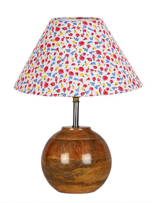 Devansh Multicolor cotton with Natural Wood Table Lamp -3 Table Lamp(31.8 cm, Multicolor)