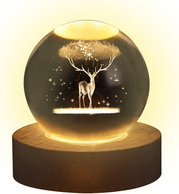AGBO 3D Deer Crystal Ball Night Lamp Galaxy Crystal Ball Night Lamp(8 cm, Clear)