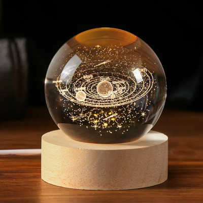 jakirkah 3D Crystal Ball Night Lamp Night Lamp(6 cm, White)